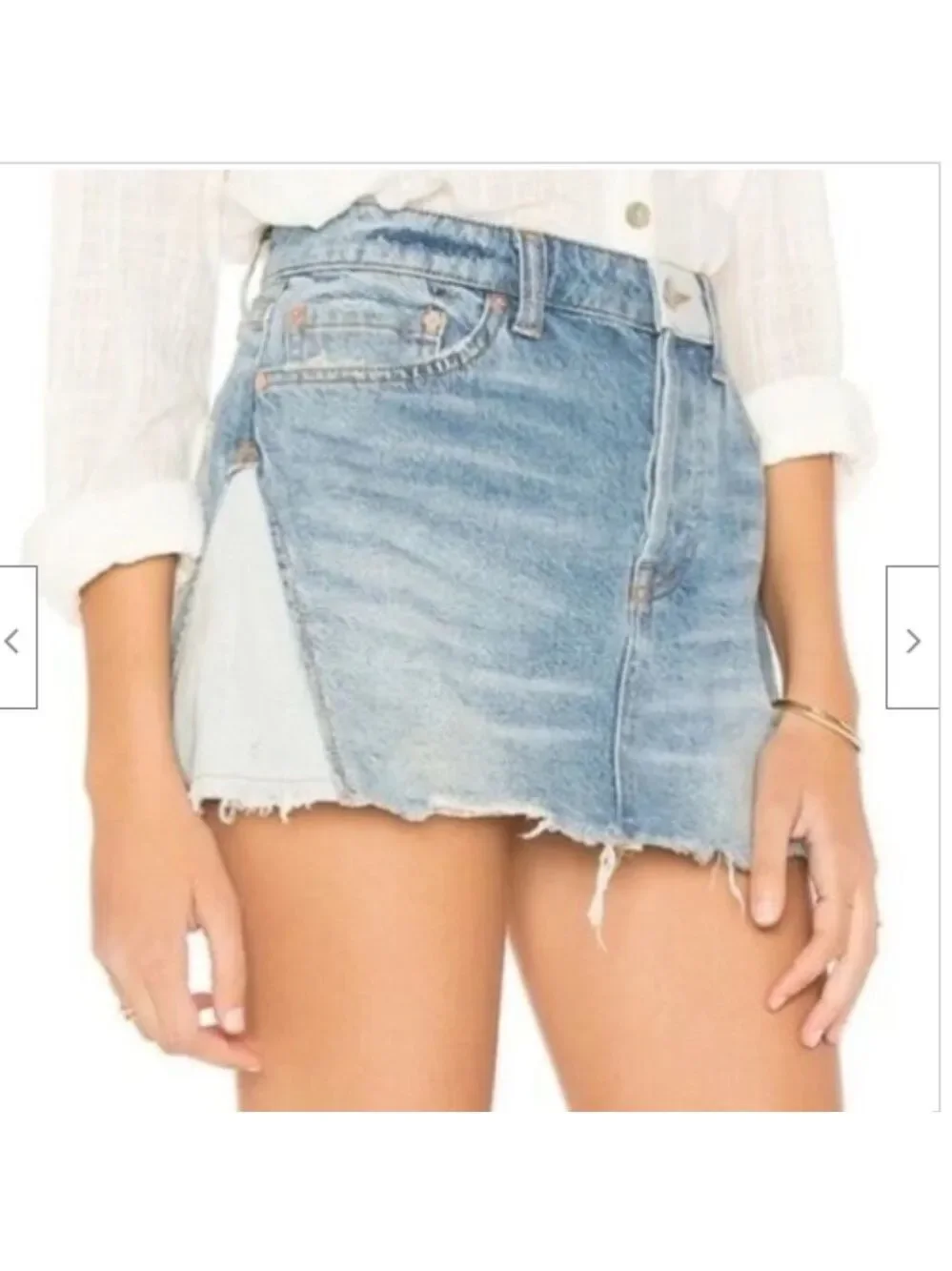Free People WE THE FREE PATCHED DENIM MINI SKIRT size 26
